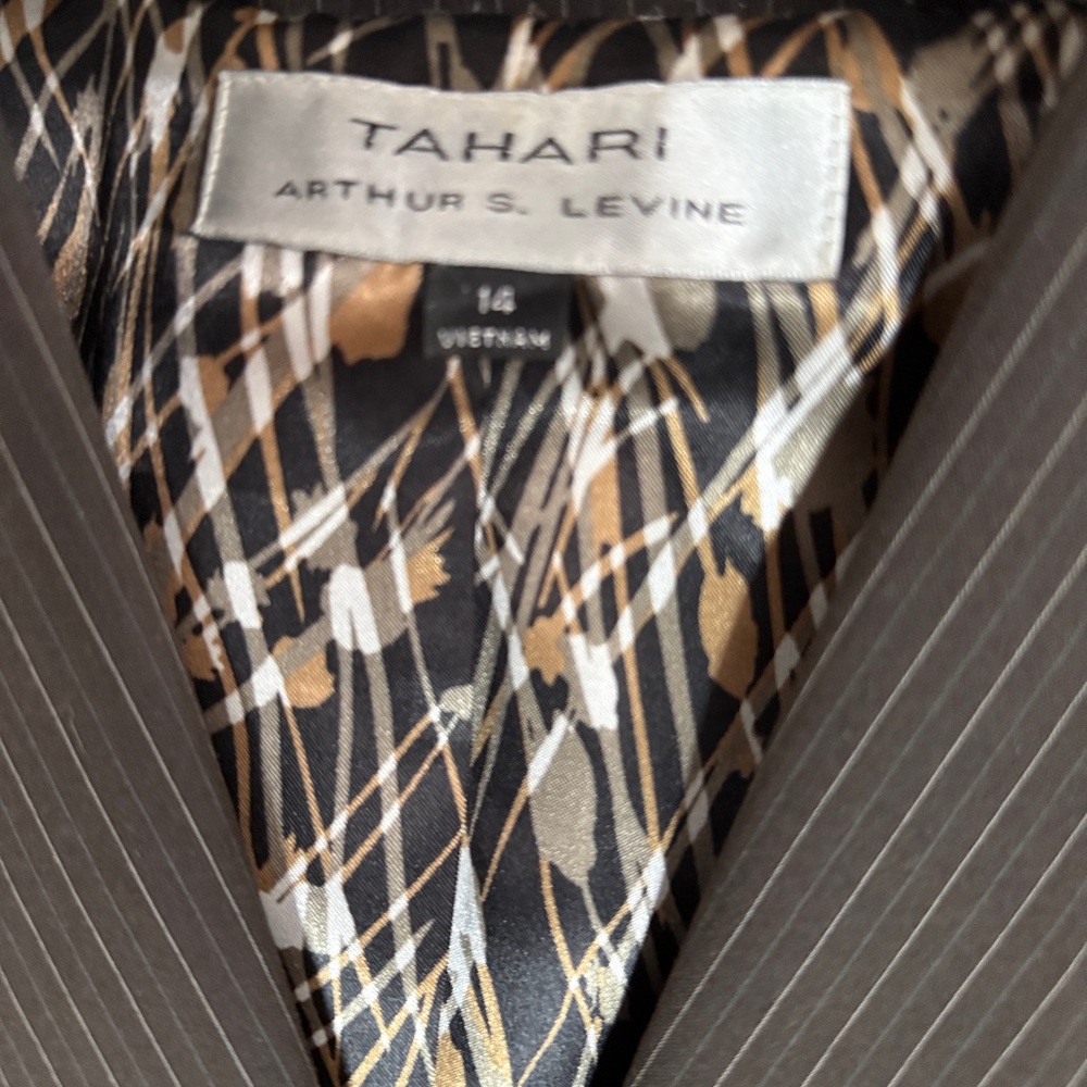 Tahari Women's Pinstripe Blazer - Brown - Picture 3 of 5